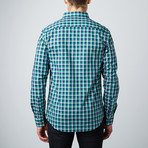 C.O.A. Woven Button-Up Shirt // Navy + Green + Brown (XL)