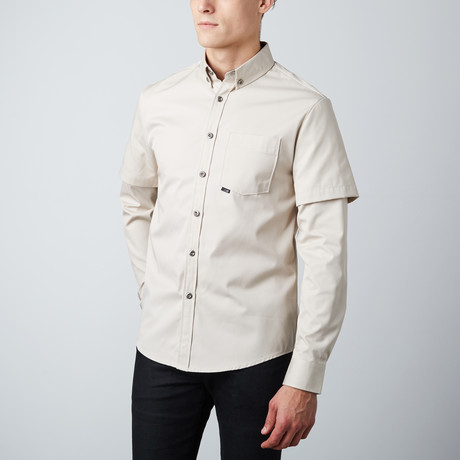 Blythe Short-Sleeve Button-Down Shirt // Cream (S)