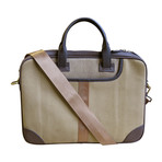 Leather + Twill Laptop Briefcase // Tan