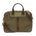 Leather + Twill Laptop Briefcase // Olive