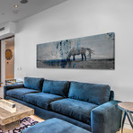 Lone Stallion Eats II Painting Print // Canvas (30"W x 10"H x 1.5"D)