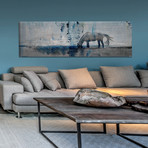 Lone Stallion Eats II Painting Print // Canvas (30"W x 10"H x 1.5"D)