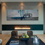 Lone Stallion Eats II Painting Print // Canvas (30"W x 10"H x 1.5"D)