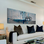 Lone Stallion Eats II Painting Print // Canvas (30"W x 10"H x 1.5"D)