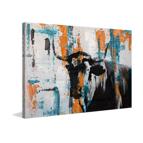 Color Shocked Steer Painting II Print // Canvas (18"W x 12"H x 1.5"D)