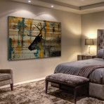 Side Antlers Painting Print // Natural Pine Wood (18"W x 12"H x 1.5"D)