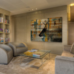 Side Antlers Painting Print // Natural Pine Wood (18"W x 12"H x 1.5"D)