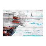 Hidden Beast Painting Print // White Wood (18"W x 12"H x 1.5"D)