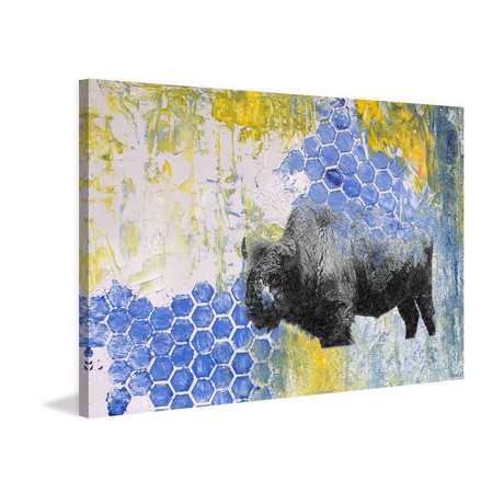 Purple Bison Painting Print // Wrapped Canvas (18"W x 12"H x 1.5"D)