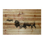 Front and Back Painting Print // Natural Pine Wood (18"W x 12"H x 1.5"D)