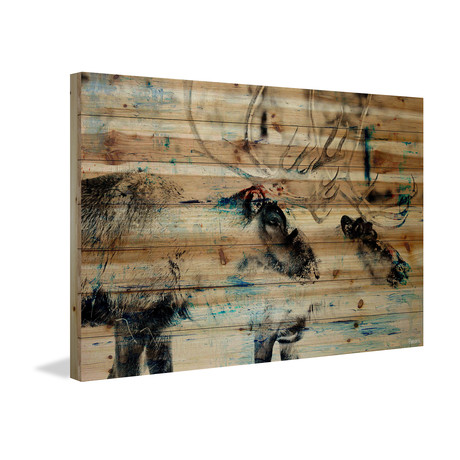 Chatty Bucks Painting Print // Natural Pine Wood (18"W x 12"H x 1.5"D)
