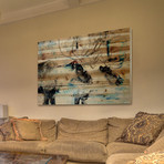 Chatty Bucks Painting Print // Natural Pine Wood (18"W x 12"H x 1.5"D)