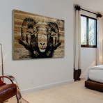 Crazed Ram Stare Painting Print // Natural Pine Wood (18"W x 12"H x 1.5"D)