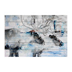 Bucks Together Painting Print // White Wood (18"W x 12"H x 1.5"D)