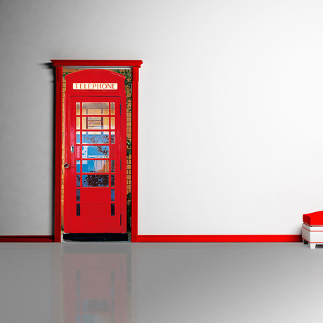 London Telephone Box Door Mural