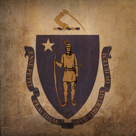 Massachusetts Flag (23"W x 23"H Wooden Print)