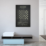 J.F. Truskoski Chess Board Patent Sketch (Charcoal) // Aged Pixel (12"W x 18"H x 0.75"D)
