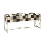 Checkered Cowhide Bench (Black + Grey + White)