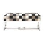 Checkered Cowhide Bench (Black + Grey + White)