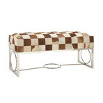 Checkered Cowhide Bench (Black + Grey + White)