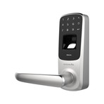 Ultraloq UL3 BT Bluetooth Enabled Fingerprint + Touchscreen Smart Lever Lock // Satin Nickel