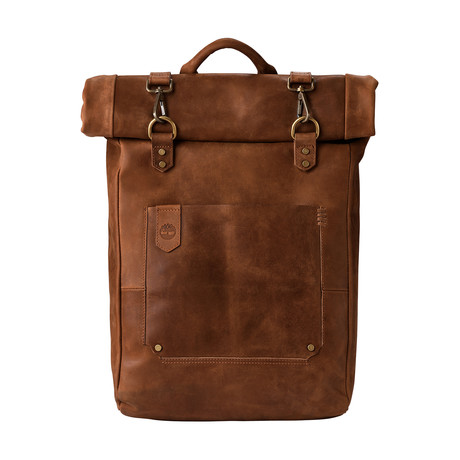 Walnut Hill Leather Roll Top Backpack // Dark Brown