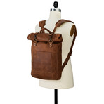 Walnut Hill Leather Roll Top Backpack // Dark Brown