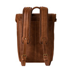 Walnut Hill Leather Roll Top Backpack // Dark Brown