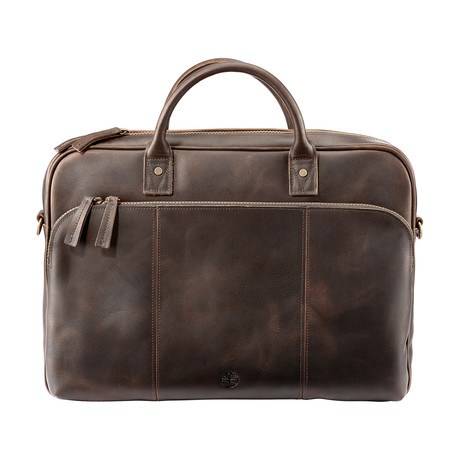 Tuckerman Leather Slim Briefcase // Dark Brown