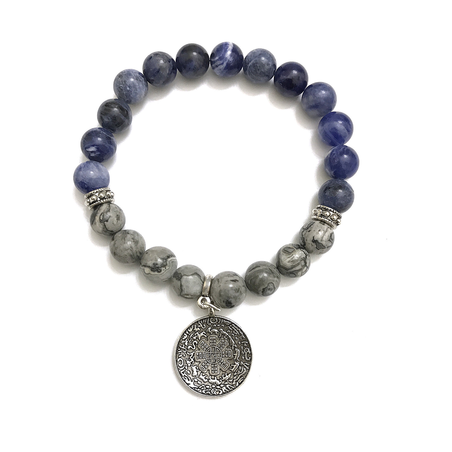 OM Chinese Zodiac Bracelet // Sodalite + Silver Agate (Petite) - Karma ...