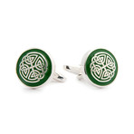 Celtic Shield Cufflinks // Green + Silver