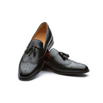 Leather Wingtip Tassel Loafer // Black (US: 12)