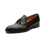 Crocodile Embossed Tassel Loafer // Black (US: 10)