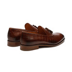 Crocodile Embossed Tassel Loafer // Brown (US: 11)