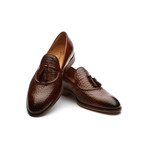 Crocodile Embossed Tassel Loafer // Brown (US: 7)