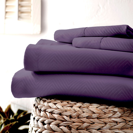 Urban Loft™ Luxury Soft Chevron Bed Sheets // 4 Piece Set // Purple (Twin)
