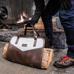 Felt and Leather Log Carrier // Brown + Grey