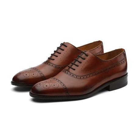 Weir Panelled Leather Oxford // Dark Cognac (US: 7)