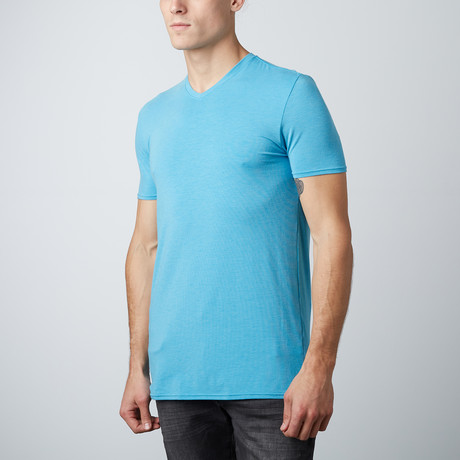 Dry Edition V-Neck Tee // Heather Sea (S)