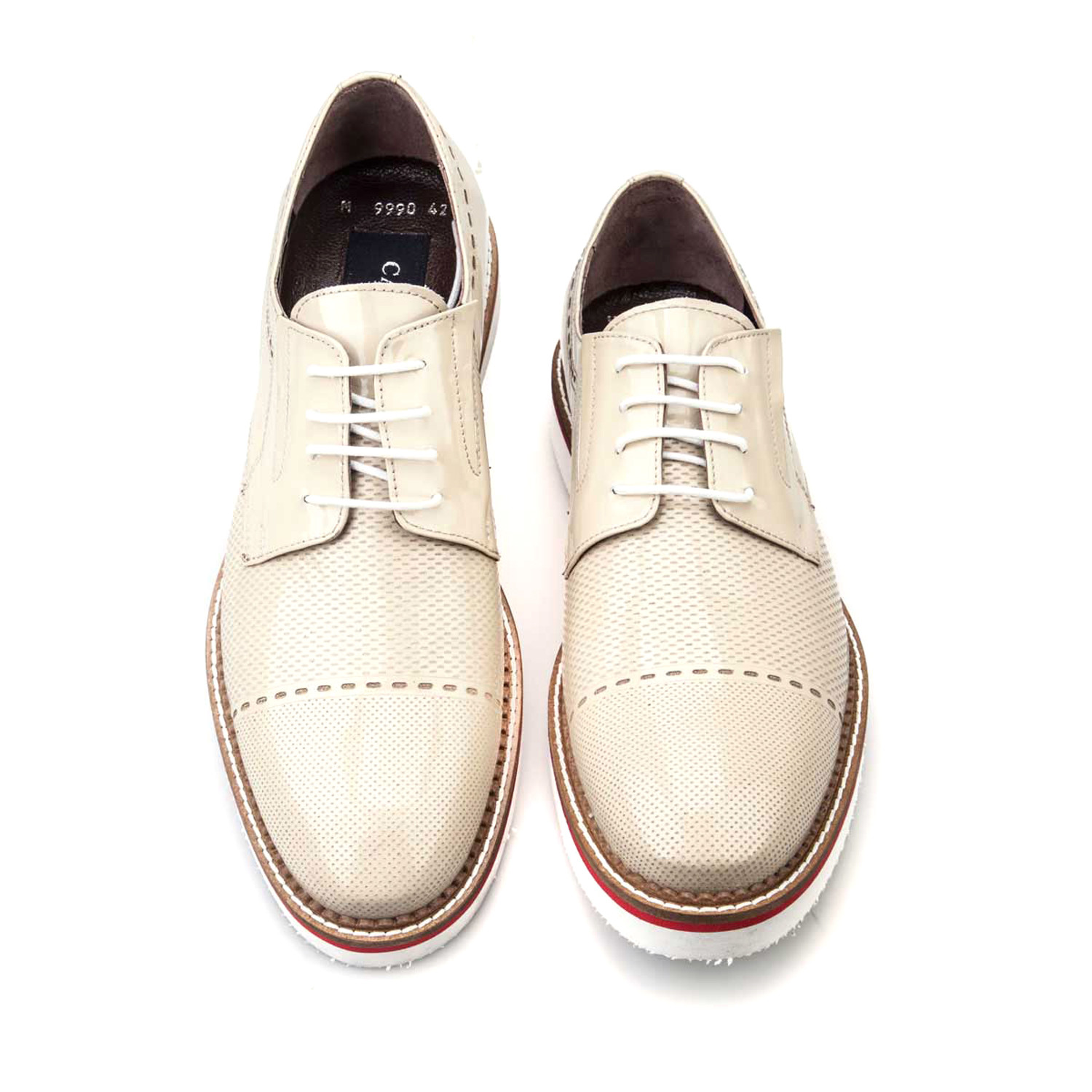 Perforated Cap-Toe Derby // Beige (Euro: 40) - Cabani - Touch of Modern
