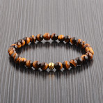 Gold IP Steel Beaded Bracelet // Tiger's Eye