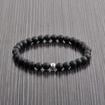 Gold IP Steel Beaded Bracelet // Matte Black Onyx