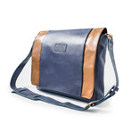 In Flight Messenger Bag // Blue + Tan