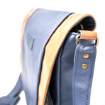 In Flight Messenger Bag // Blue + Tan