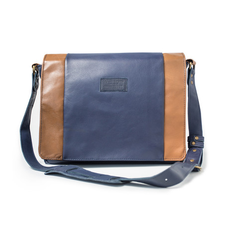 In Flight Messenger Bag // Blue + Tan