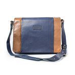 In Flight Messenger Bag // Blue + Tan