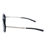 Top Bar Thick Circle Sunglasses // Black + Silver