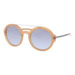 Top Bar Thick Circle Sunglasses // Matte Tan + Silver