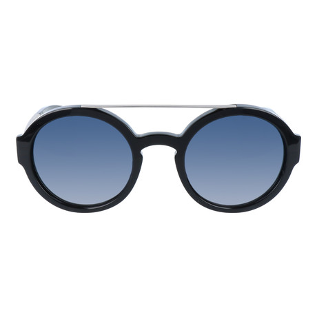Top Bar Thick Circle Sunglasses // Black + Silver