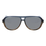 Dual Tone Thick Rim Aviator // Navy + Brown Mirror